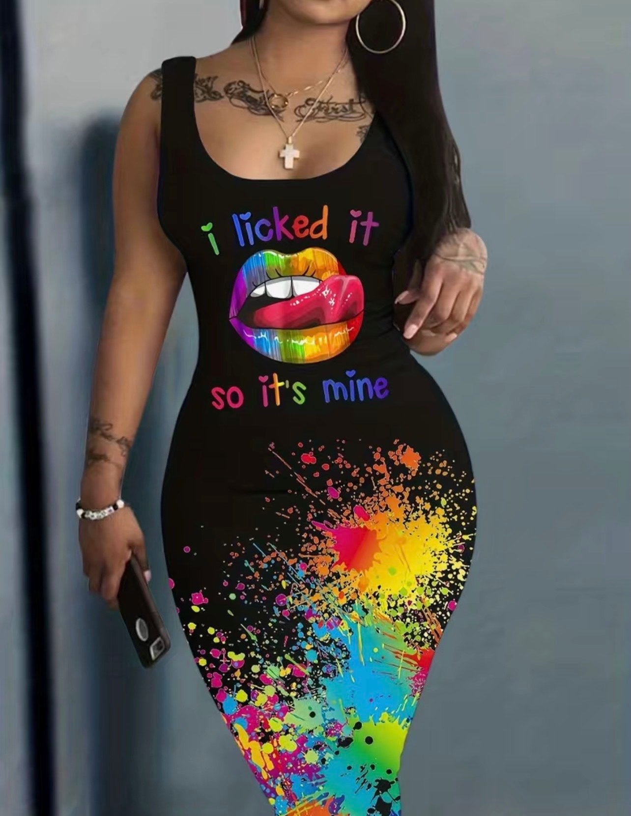Gratitude Glow Dress: Ombre Sleeveless Bodycon with Grateful Thankful Print