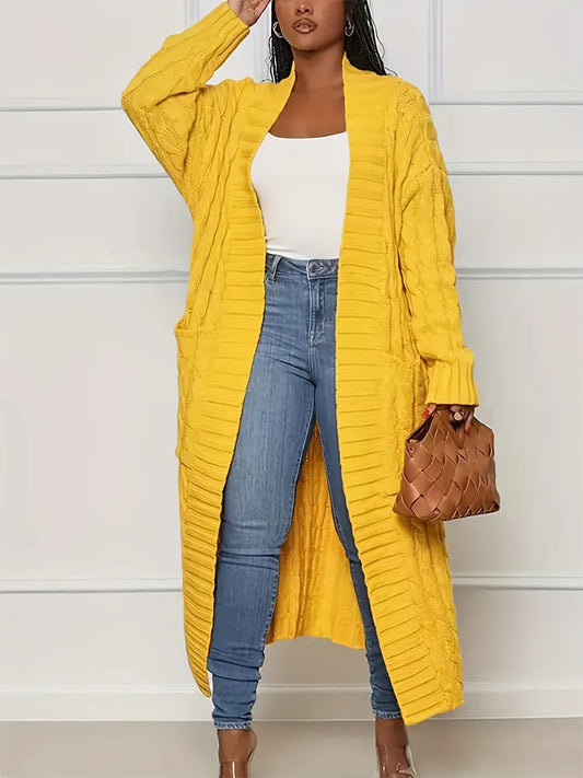 Cozy Aura Cardigan: 2023 Autumn and Winter New Fashion - Long Sleeve Chunky Knit Top with Pockets for Women's Warm Elegance