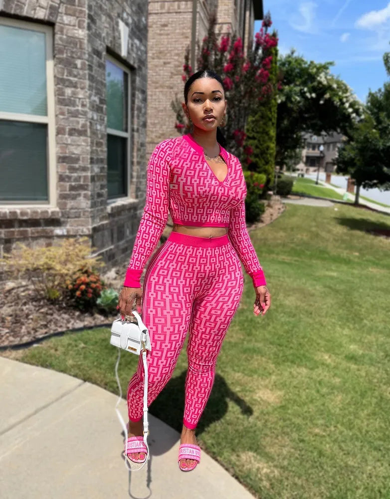 Tracksuit Women Two Piece Sets Tie Dye Long Sleeve Slim Fit Zipper Top Skinny Pencil Pants Suits