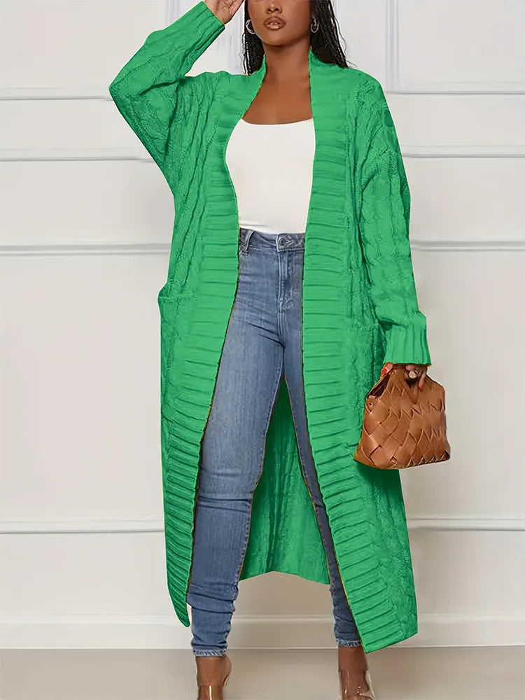 Cozy Aura Cardigan: 2023 Autumn and Winter New Fashion - Long Sleeve Chunky Knit Top with Pockets for Women's Warm Elegance