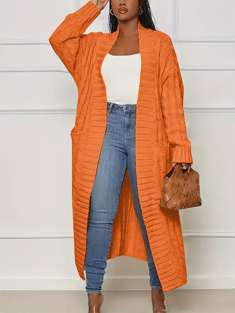 Cozy Aura Cardigan: 2023 Autumn and Winter New Fashion - Long Sleeve Chunky Knit Top with Pockets for Women's Warm Elegance